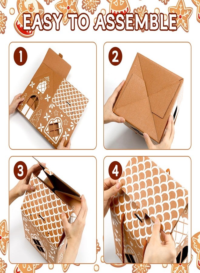 Resurhang 8 Pcs Large Christmas Gingerbread House Gift Box 10.43 Inch Christmas Cookie Packaging Candy Box Xmas Decor 3D Thick Wrap Container for Festive Holiday Treats and Party Favors - Image 4